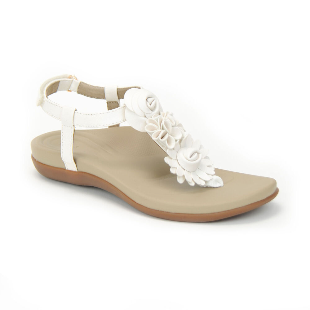 Aetrex Women's Charli Thong Sandals - White | USA ARKLOKN
